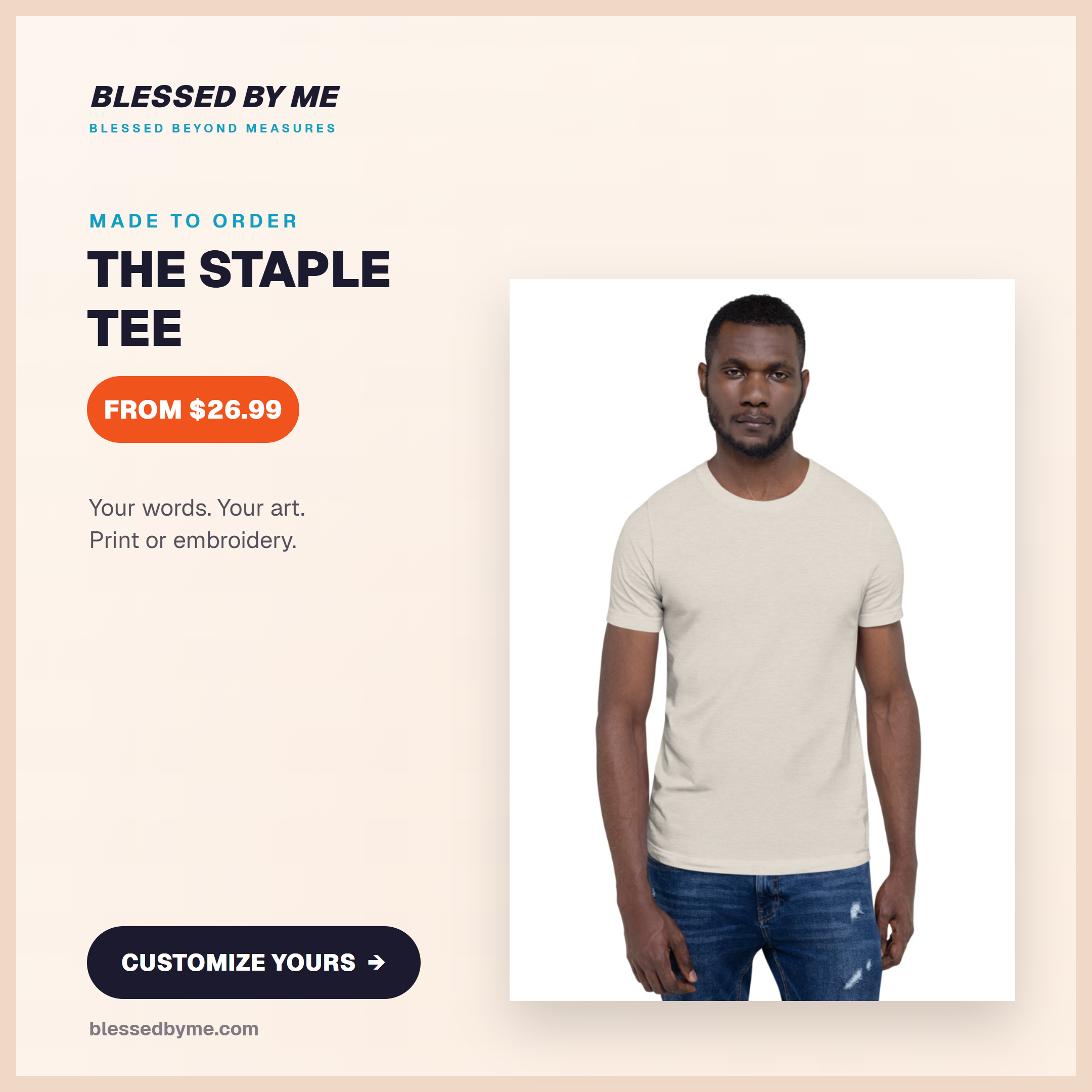 The Staple Tee product ad, priced from $26.99